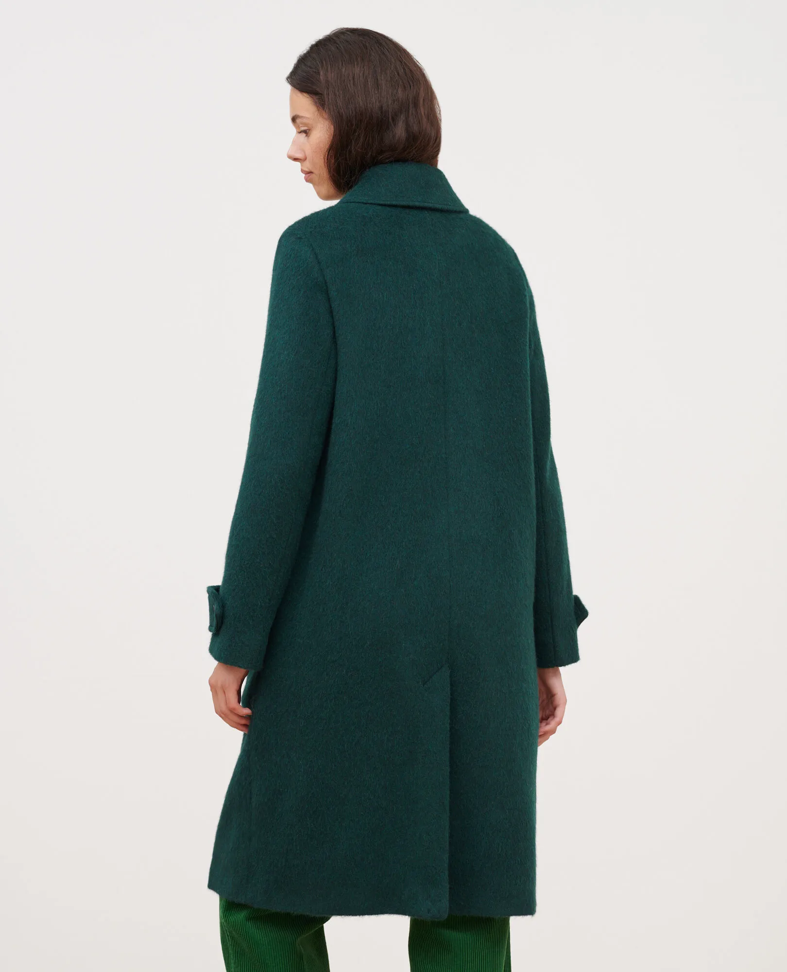 Manteau droit laine texturée