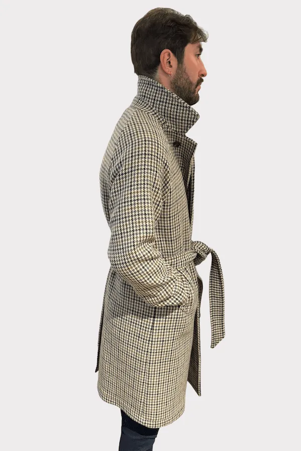 Manteau en tweed à motif pied-de-poule