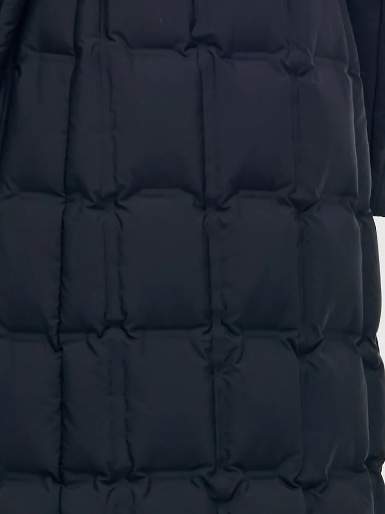 Manteau long à capuche en duvet d'oie