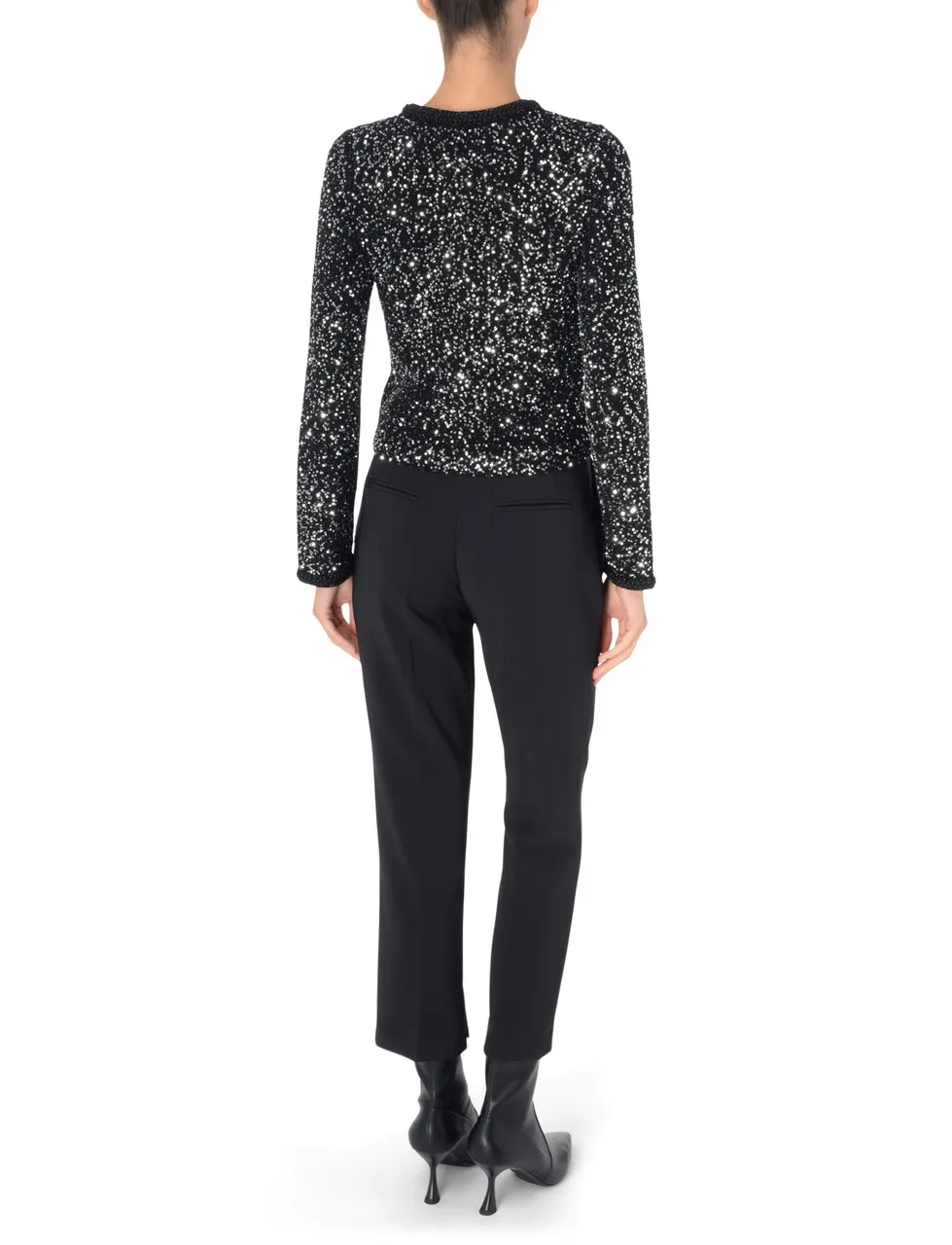 Michael Kors Veste en tricot métallique noir avec paillettes