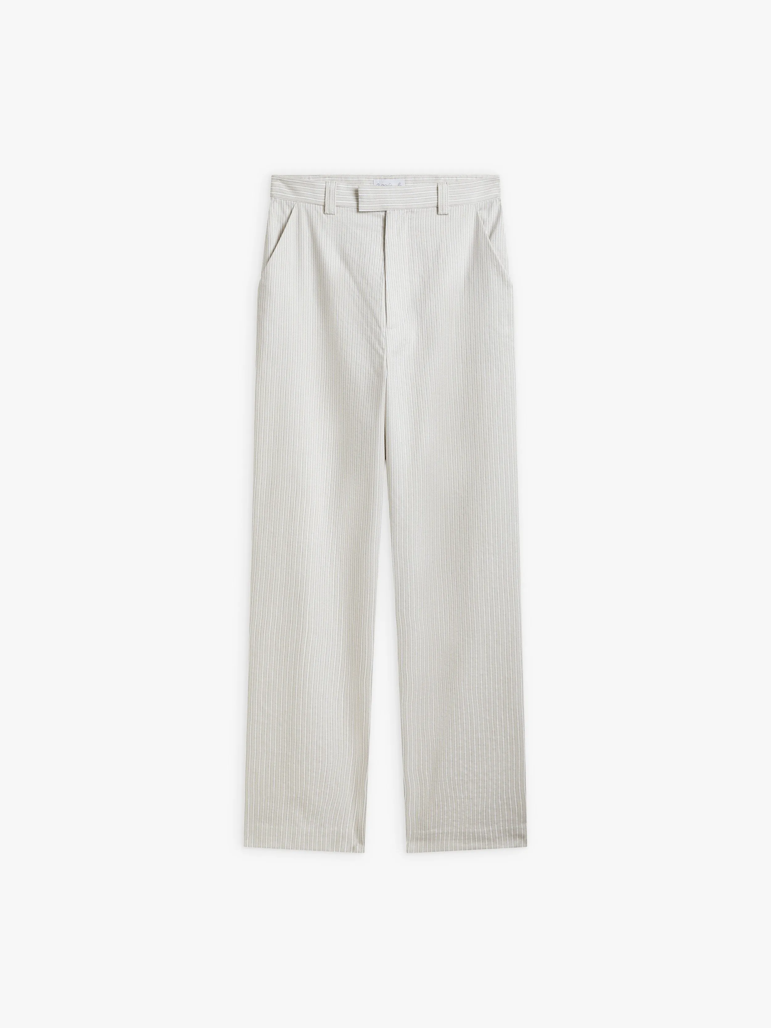 pantalon Amelyn en coton à rayures beige ficelle