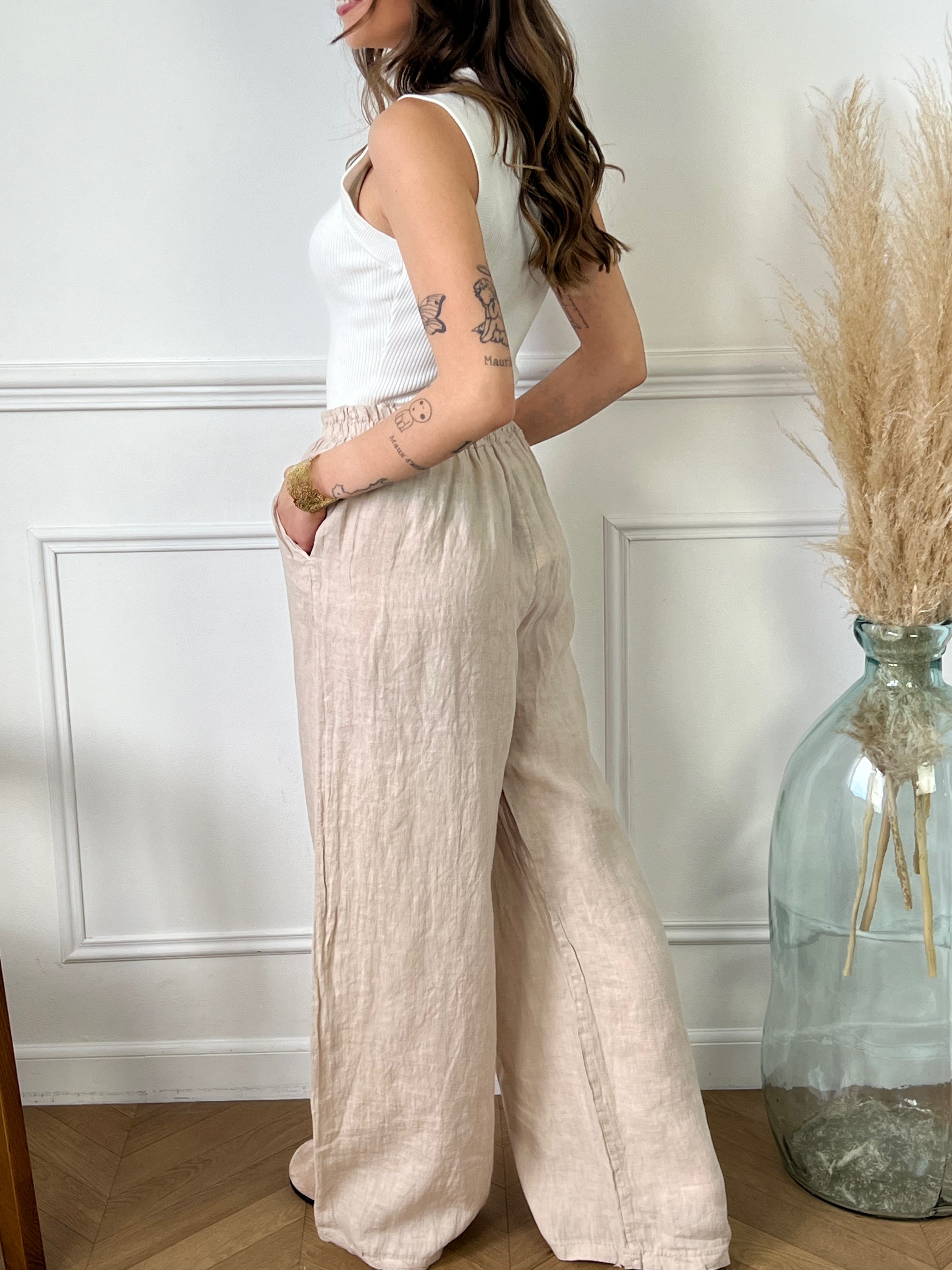 Pantalon beige en lin : Joany