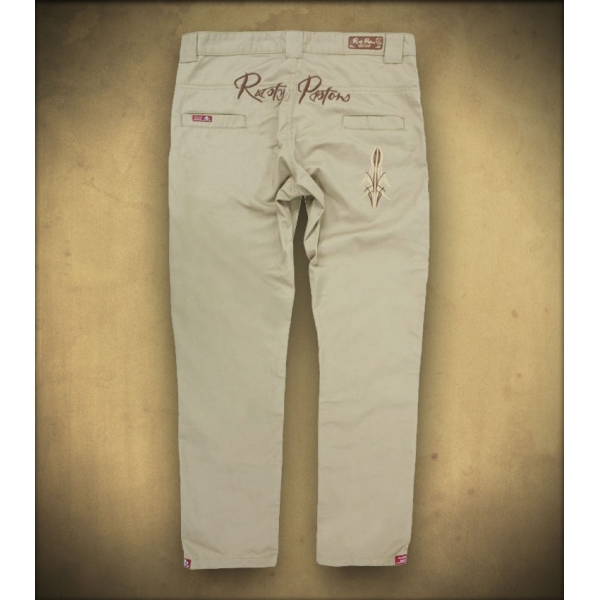 Pantalon chino Rusty Pistons avec pinstriping brodé.