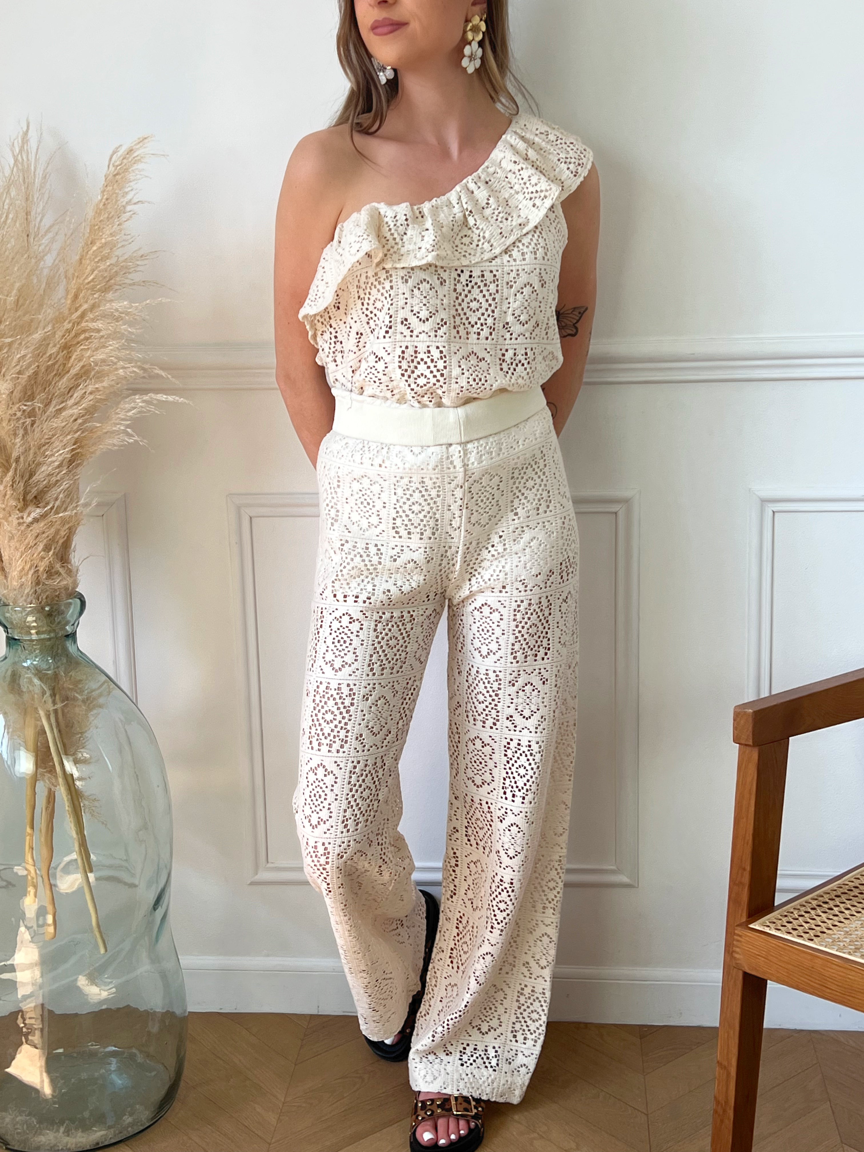 Pantalon crochet beige : Luna