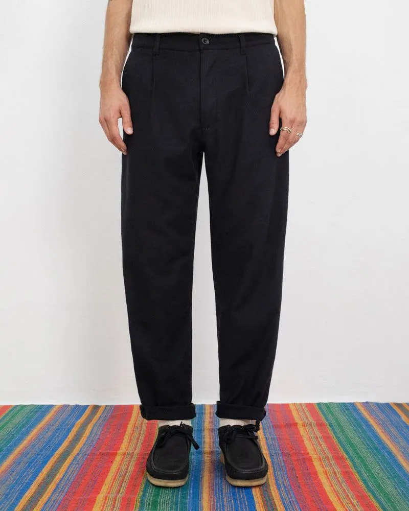 Pantalon droit flanelle en coton bio | noir "everyday flannel pant - true black" homme