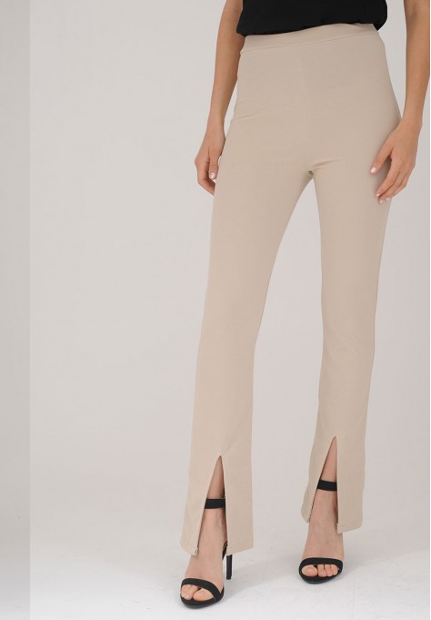 Pantalon femme slip à fente beige classe et super tendance