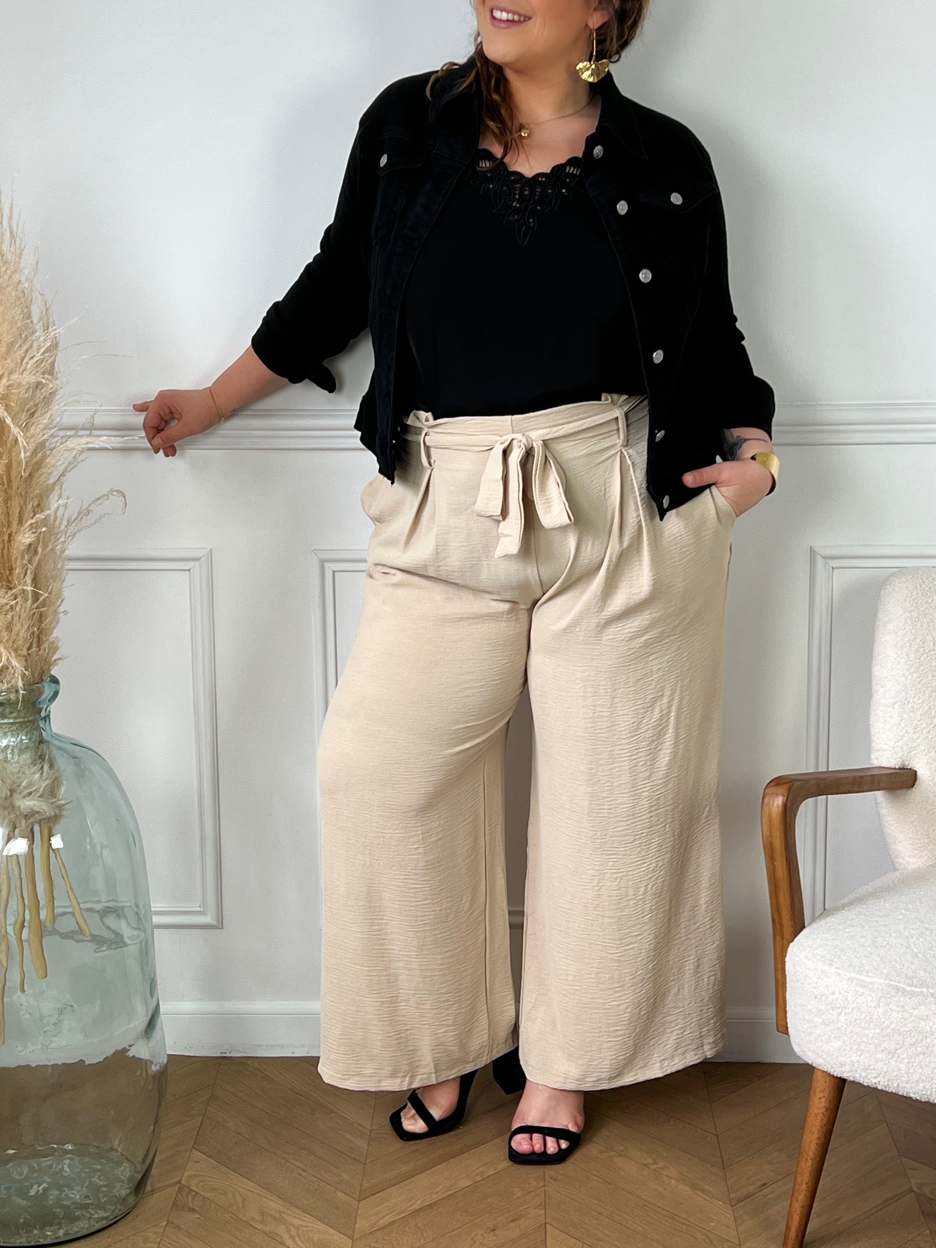 Pantalon fluide beige : Alanis