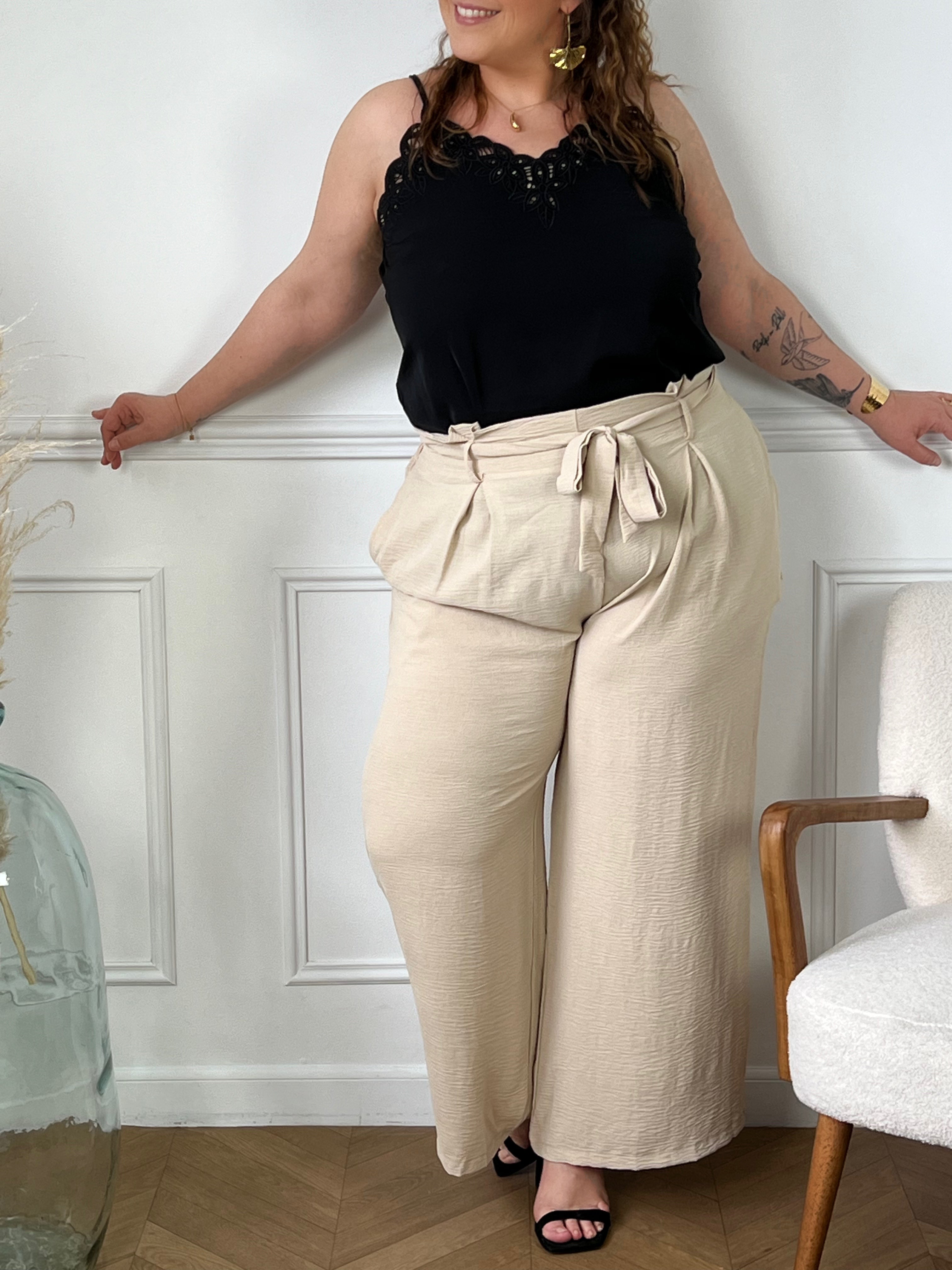 Pantalon fluide beige : Alanis