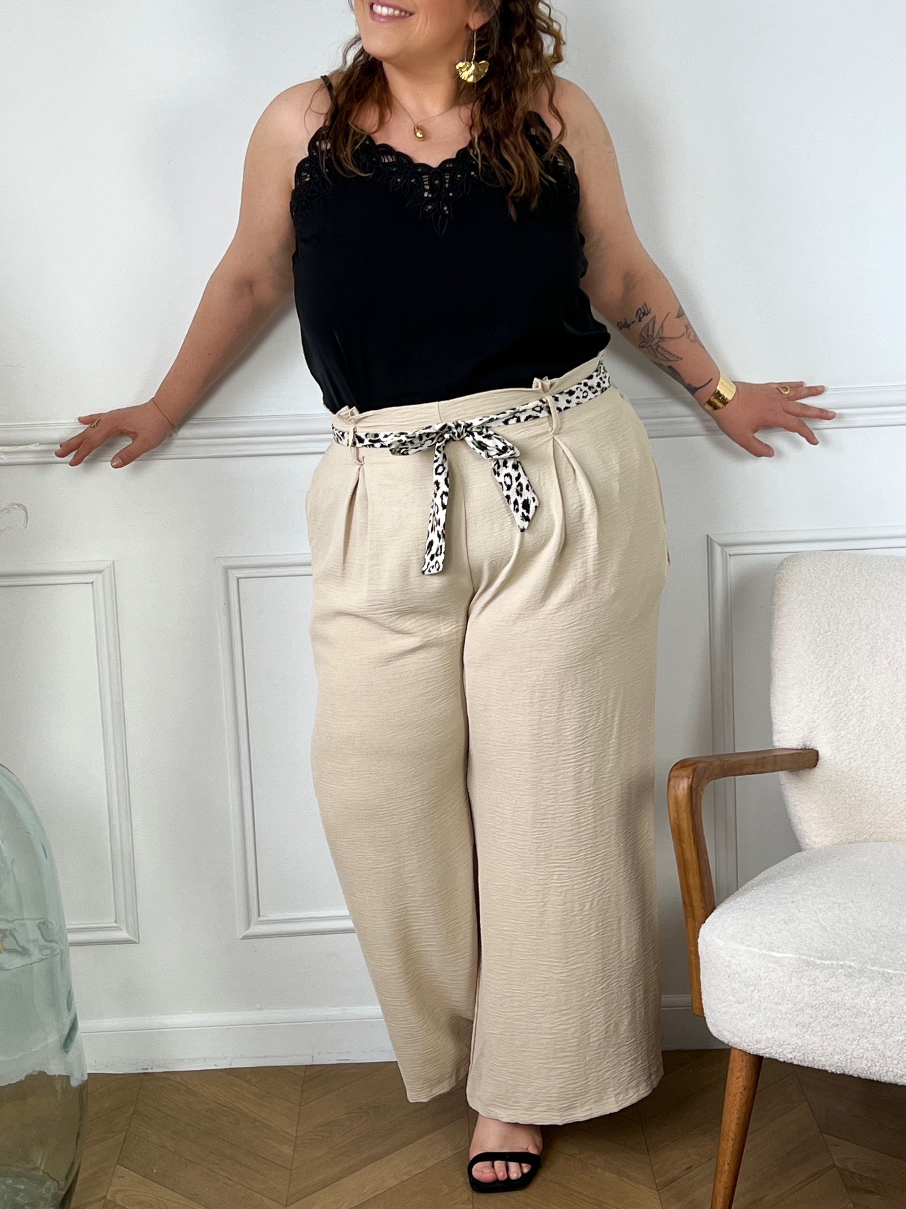 Pantalon fluide beige : Alanis