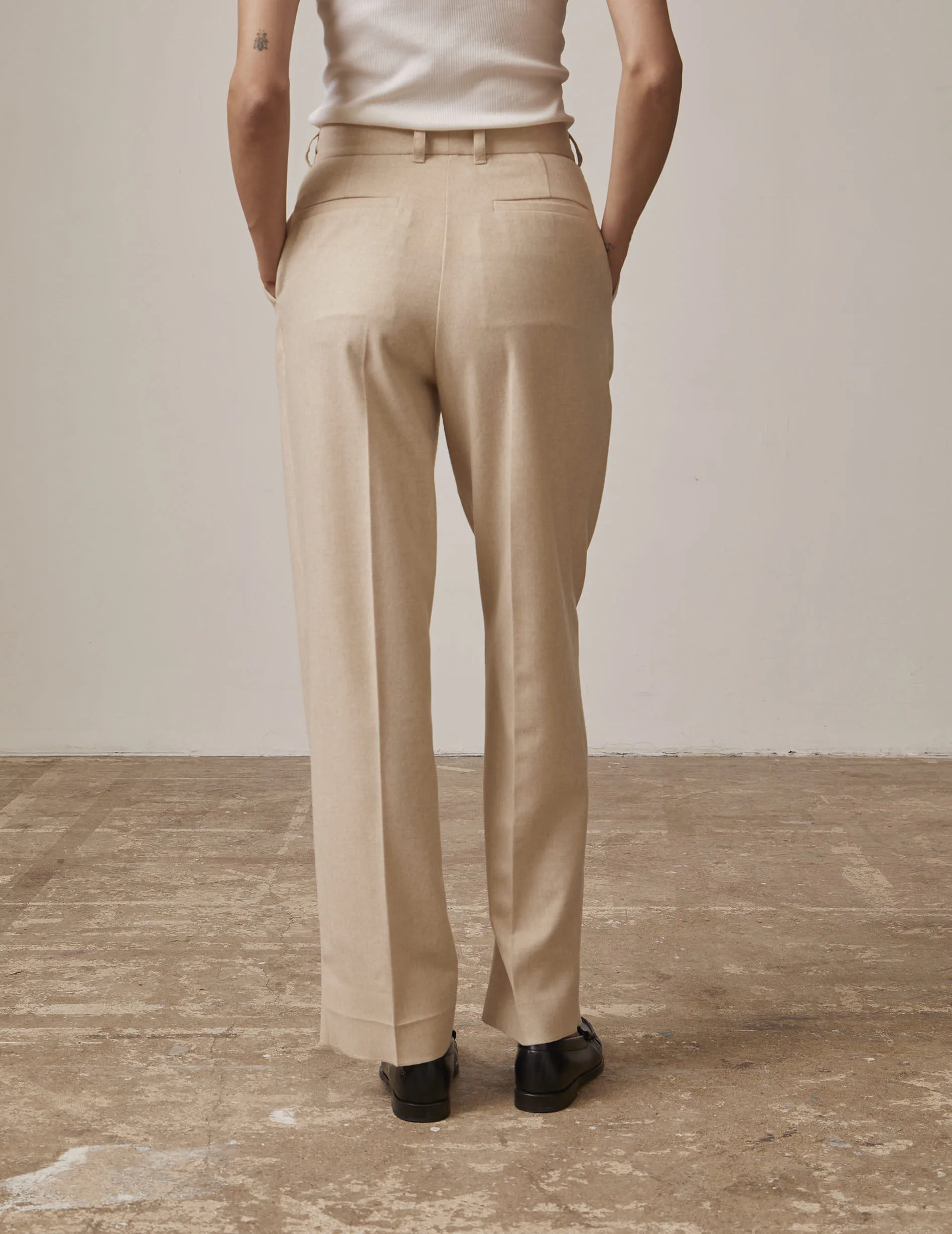 Pantalon Grazia en toile de laine beige