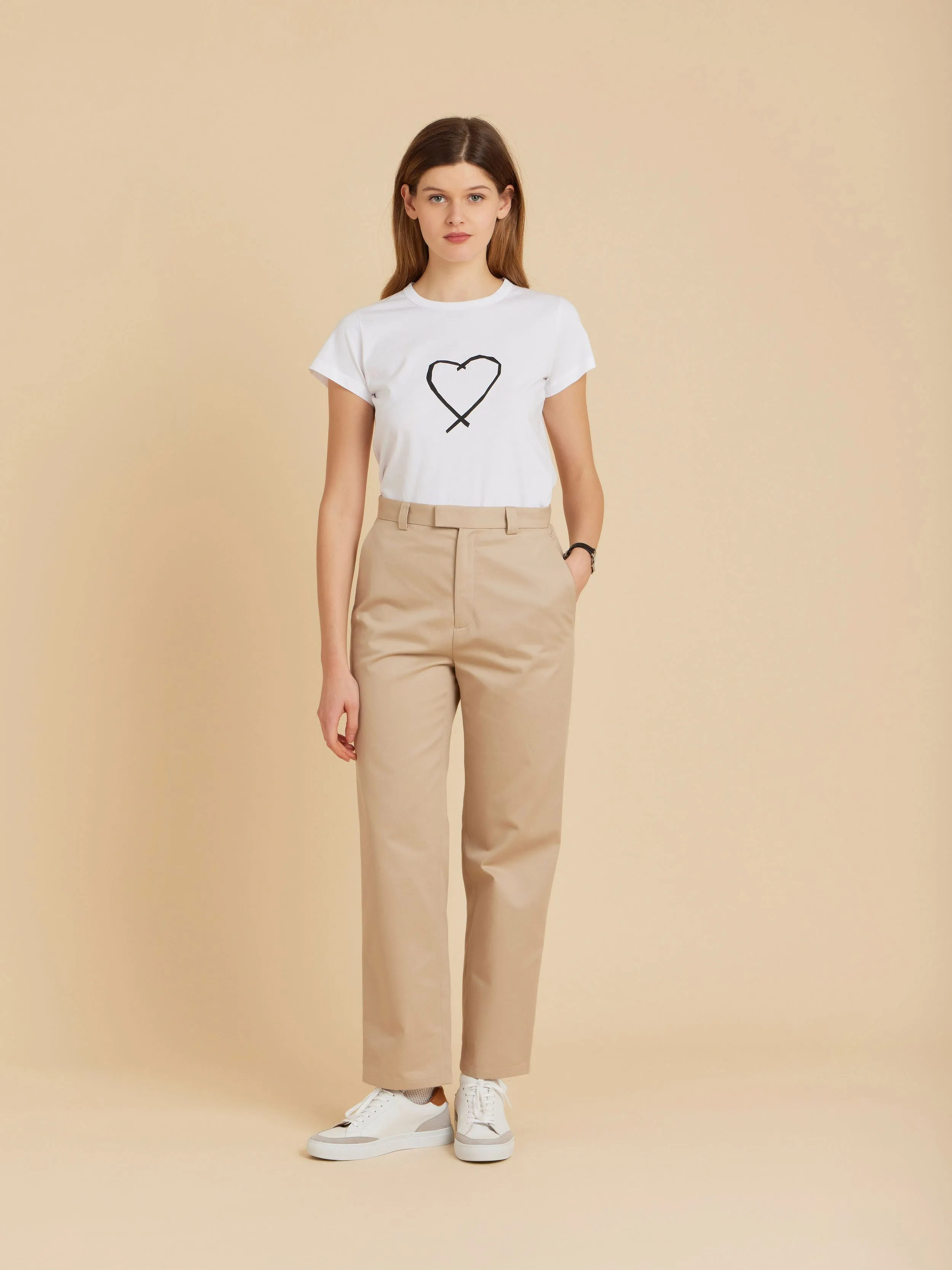 pantalon Jam droit en coton beige rocher