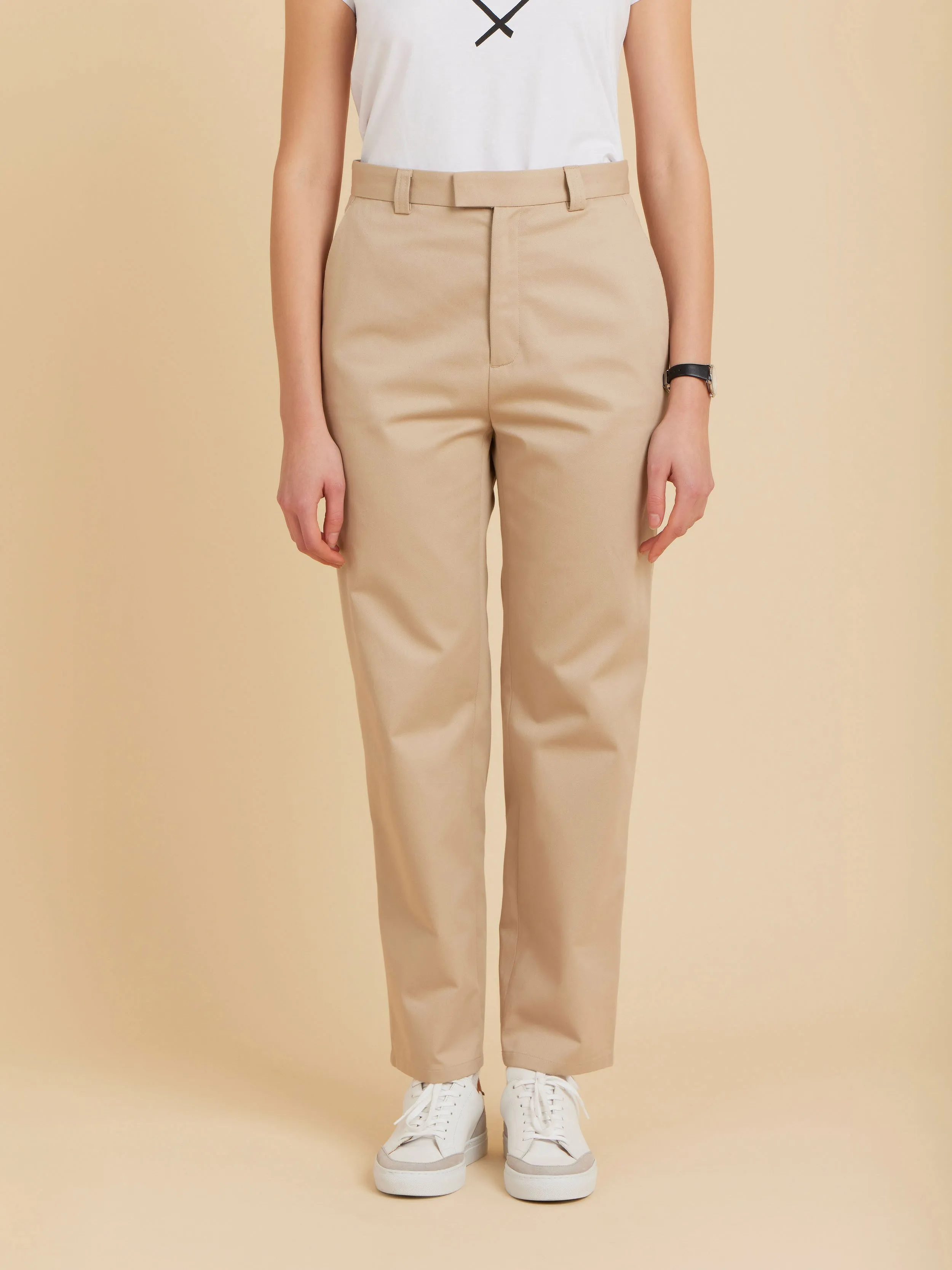 pantalon Jam droit en coton beige rocher