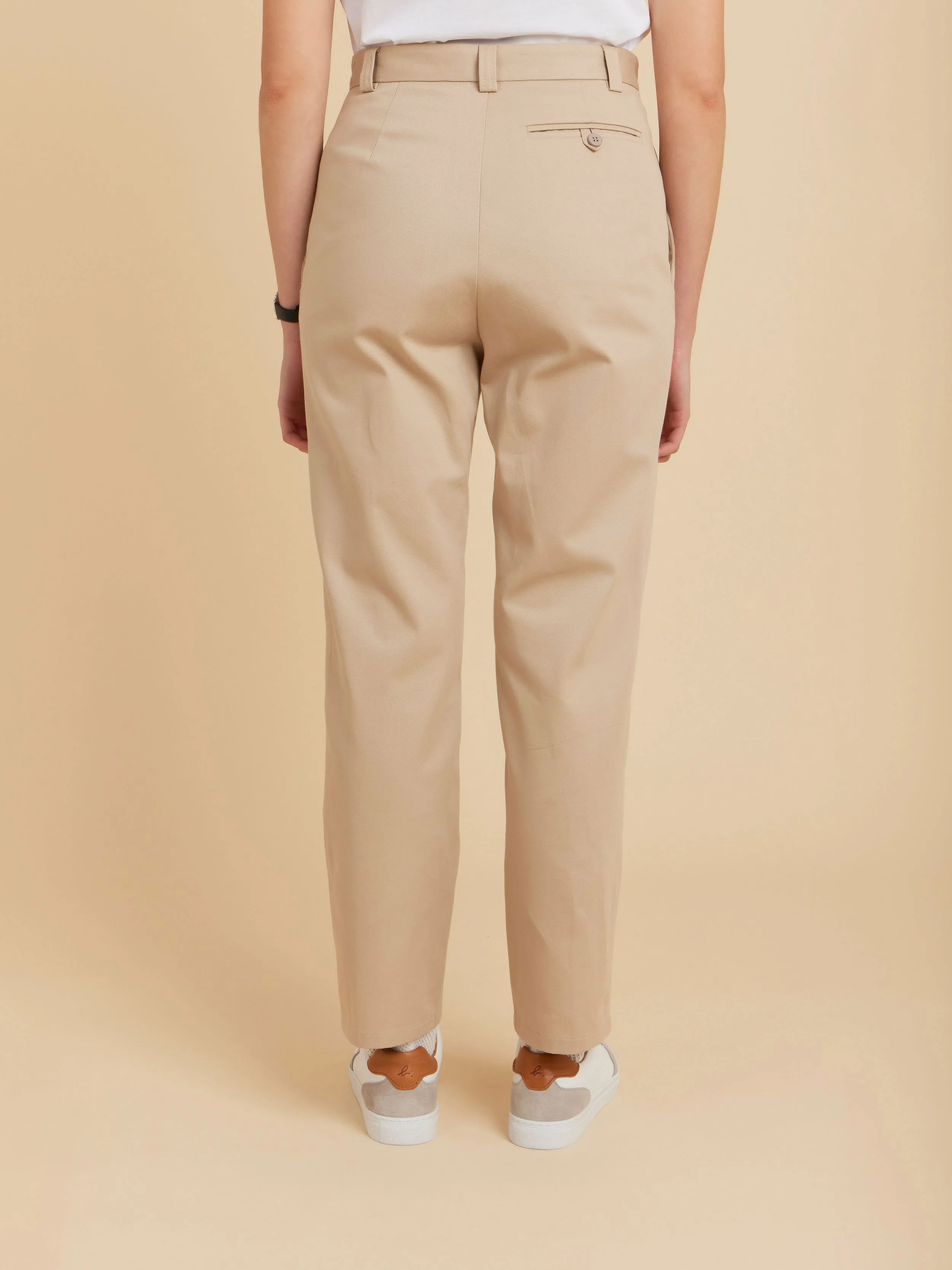 pantalon Jam droit en coton beige rocher