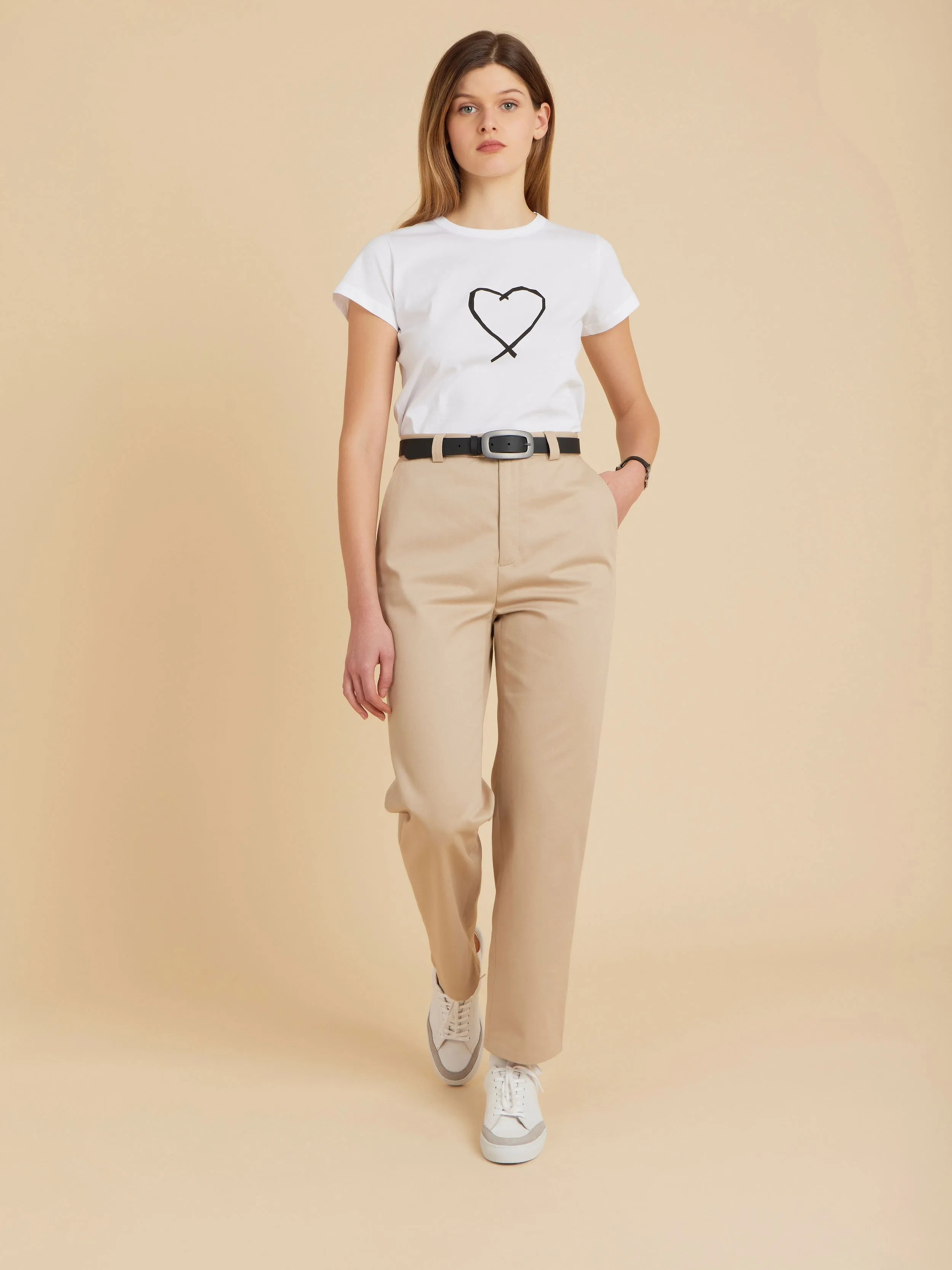 pantalon Jam droit en coton beige rocher