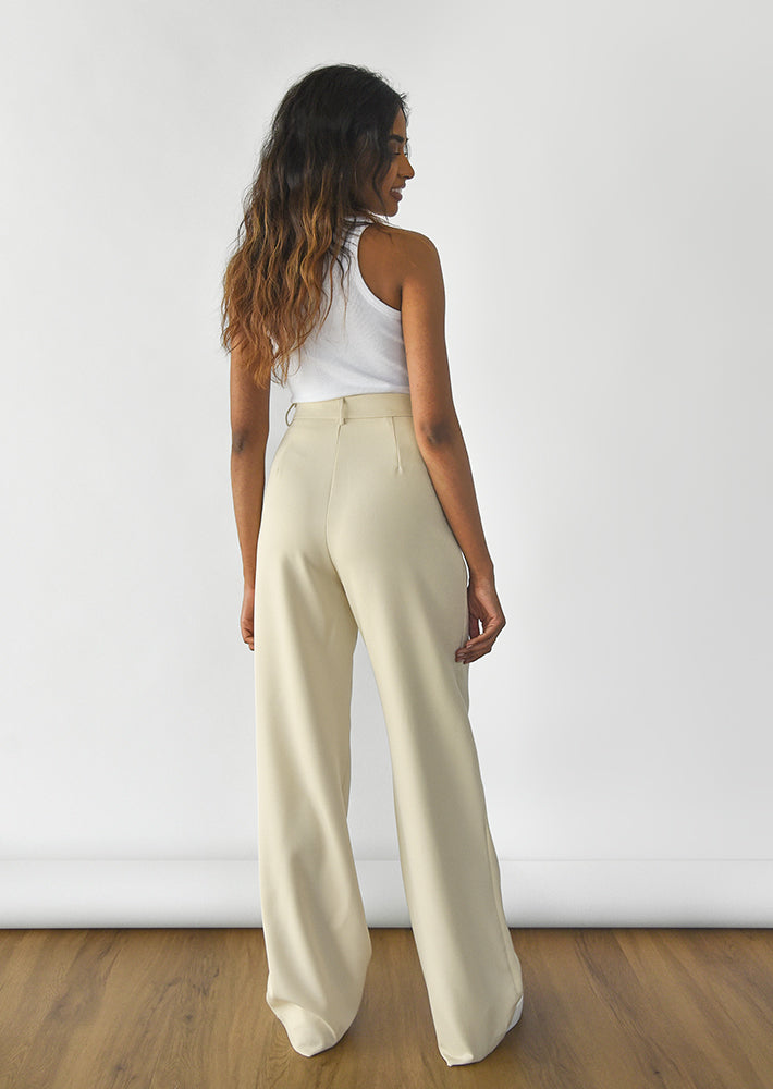 Pantalon large beige