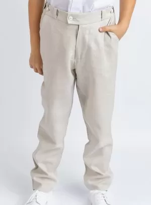 Pantalon lin beige garçon Pierre