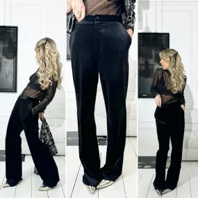 Pantalon noir velours lisse