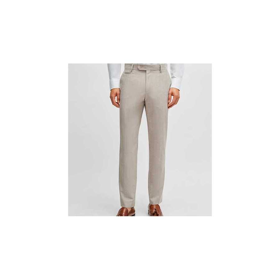 Pantalon Slim Fit En Coton Mélangé Beige Boss Homme | Toulouse