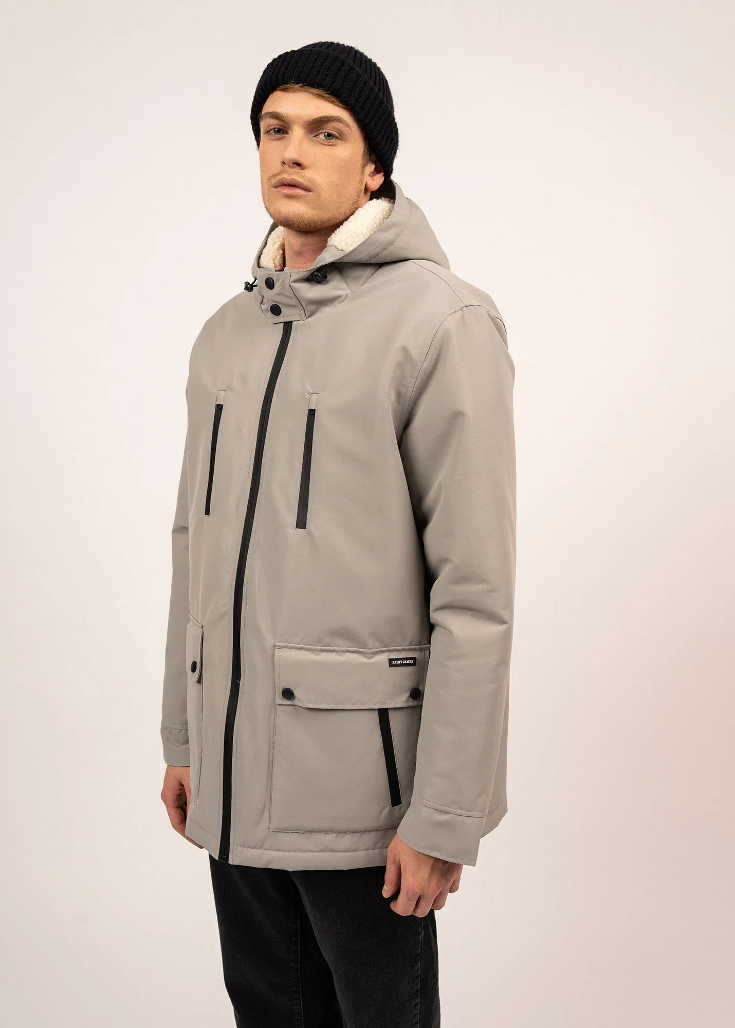 Parka imperméable St Gaetan - doublée sherpa, matelassage duvet (GRIS)