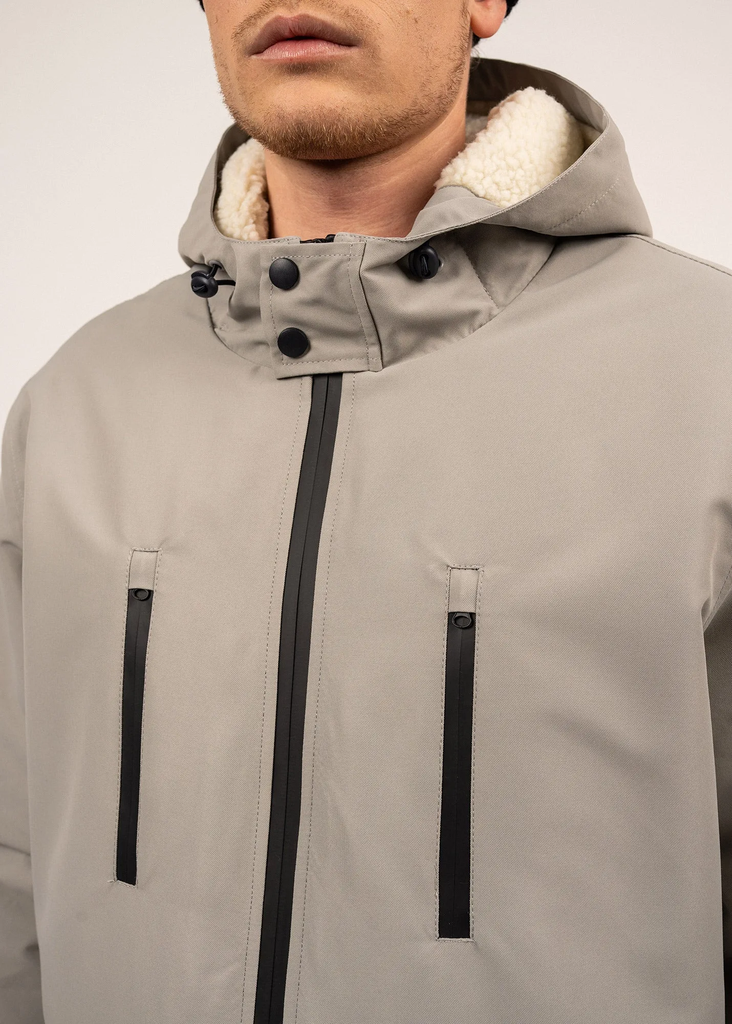 Parka imperméable St Gaetan - doublée sherpa, matelassage duvet (GRIS)