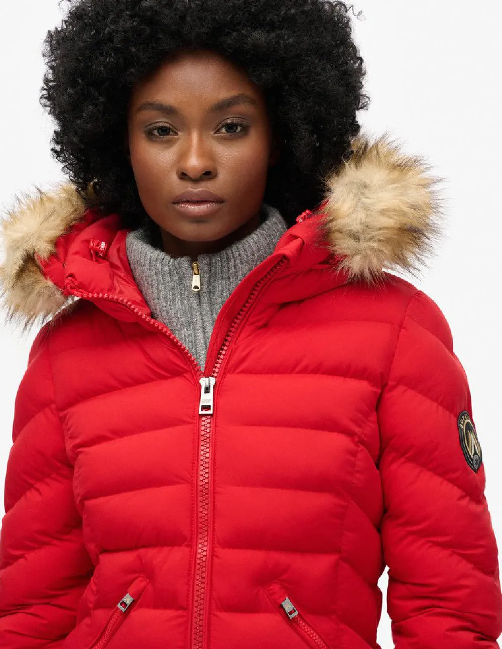 Parka Superdry Fuji Faux Fur Roja Mujer