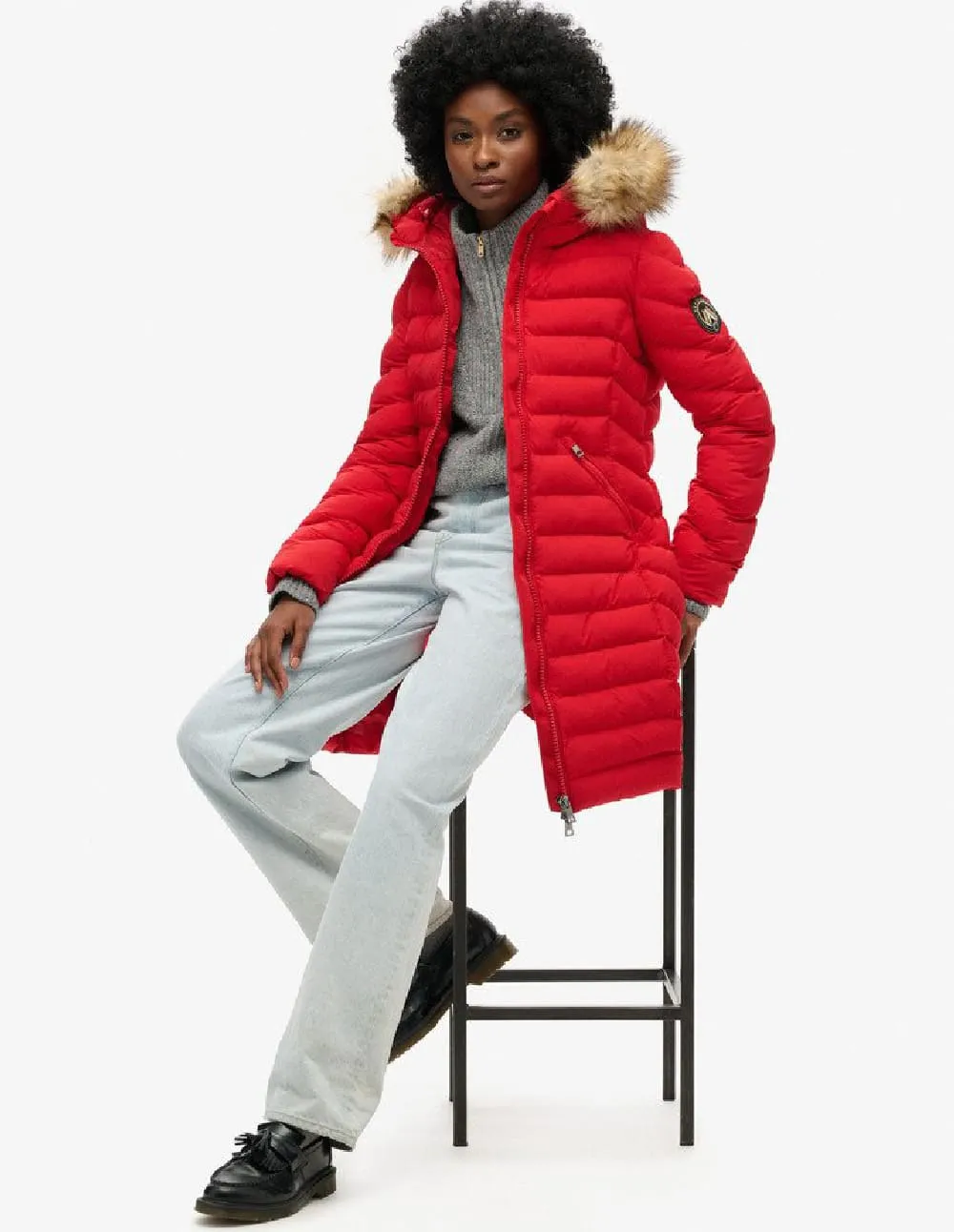 Parka Superdry Fuji Faux Fur Roja Mujer