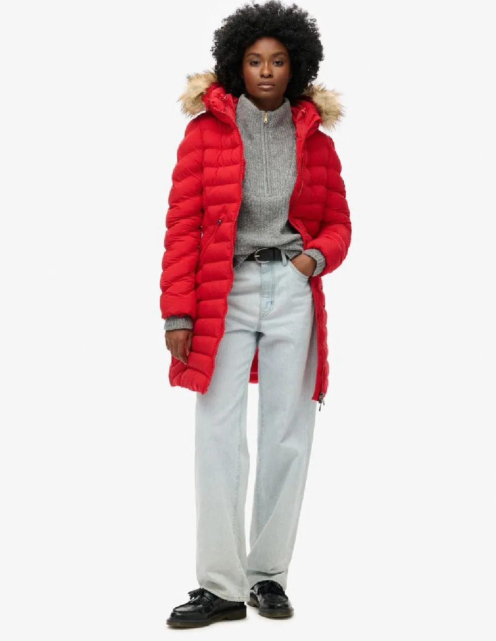 Parka Superdry Fuji Faux Fur Roja Mujer