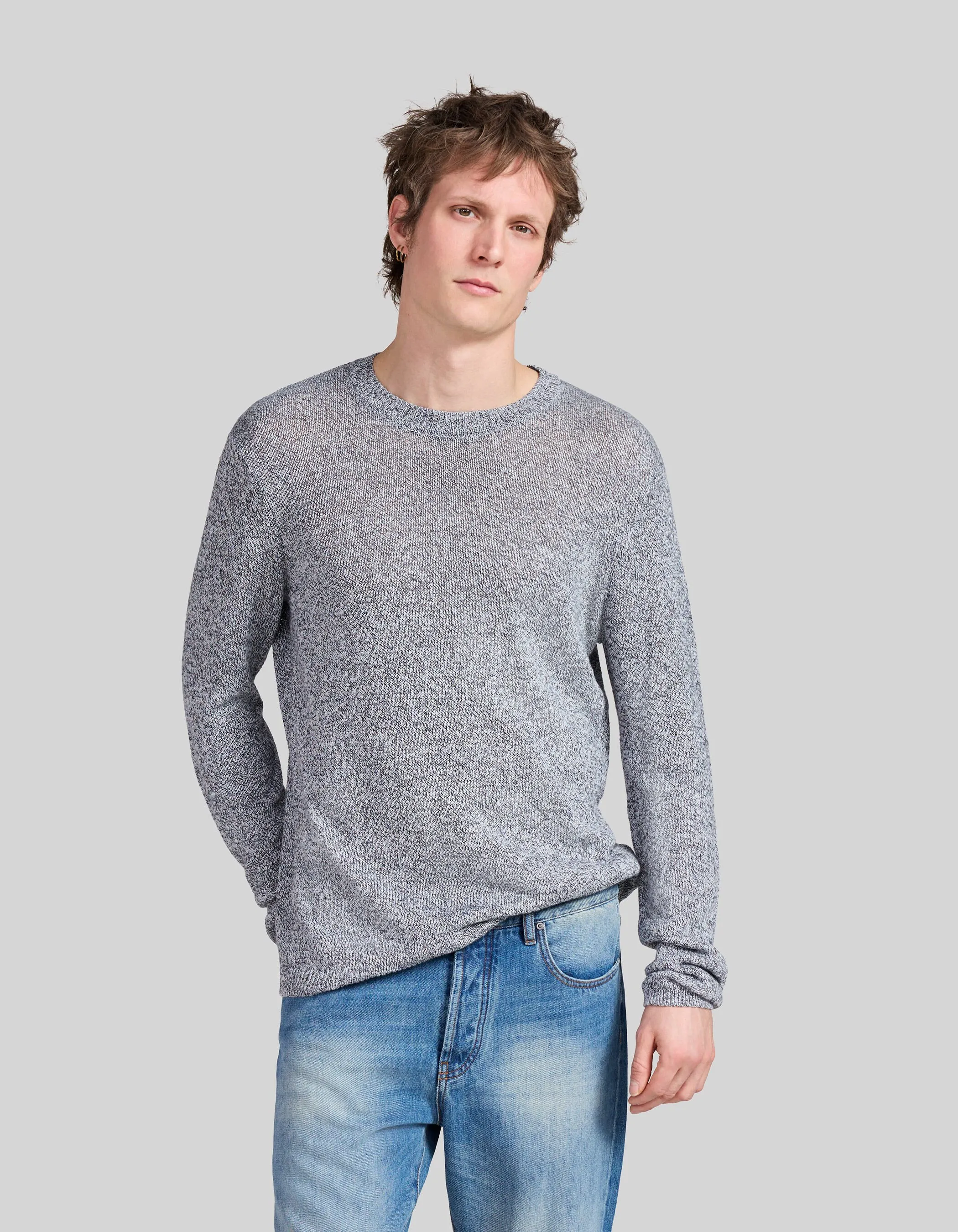 Pull azur tricot mouliné ajouré Homme