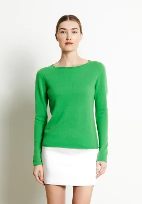 Pull col bateau cachemire vert pomme femme - LILLY 5