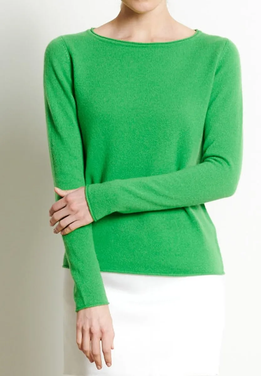 Pull col bateau cachemire vert pomme femme - LILLY 5