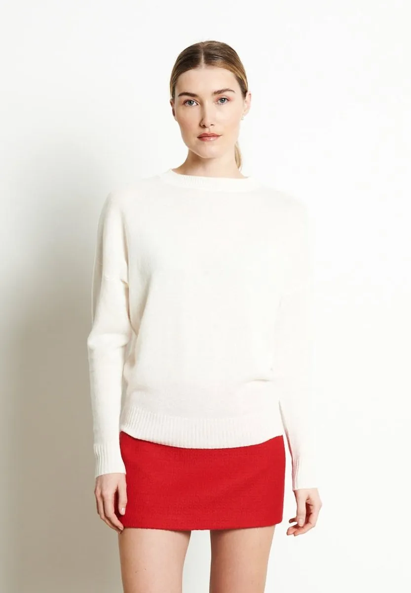 Pull col rond cachemire blanc écru femme - RIA 2