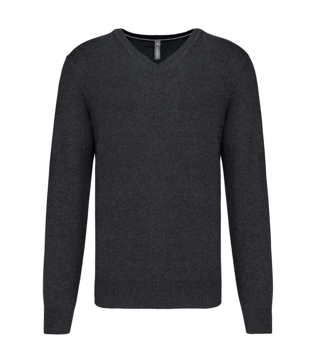 Pull premium col V - Homme - K982 - noir heather