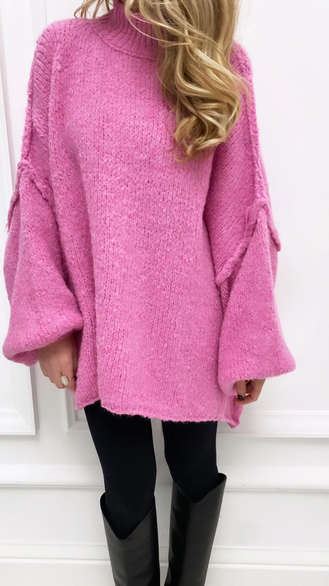 Pull rose grosse maille