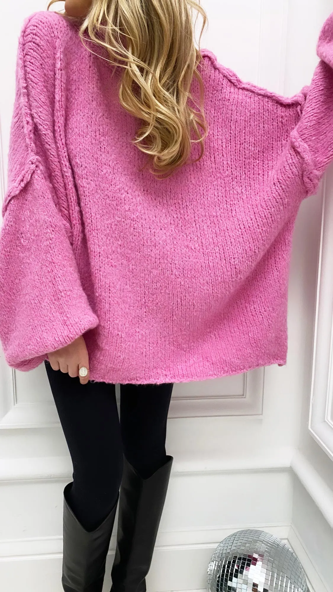 Pull rose grosse maille