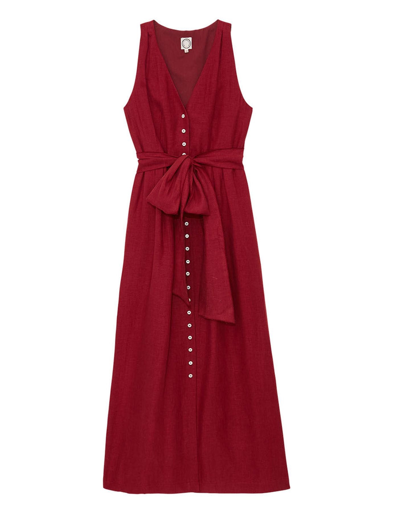 Robe Ambre longue en lin framboise