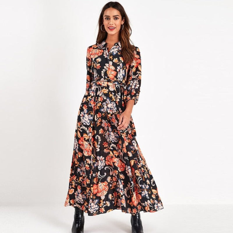 Robe Bohème Automne Fleurie