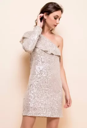 Robe courte ivoire à sequins