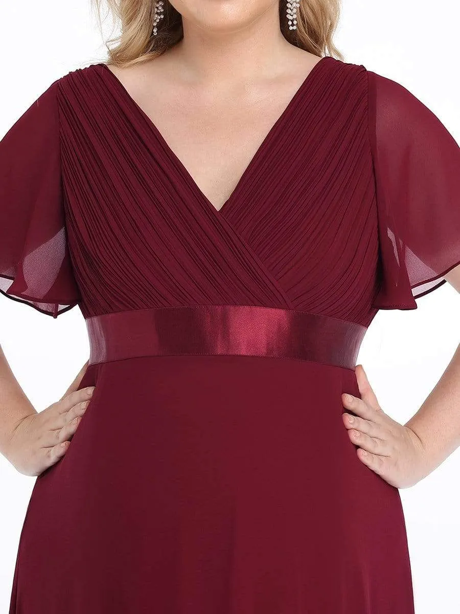 Robe de maternité plissée de grande taille avec manches à volants et col en V