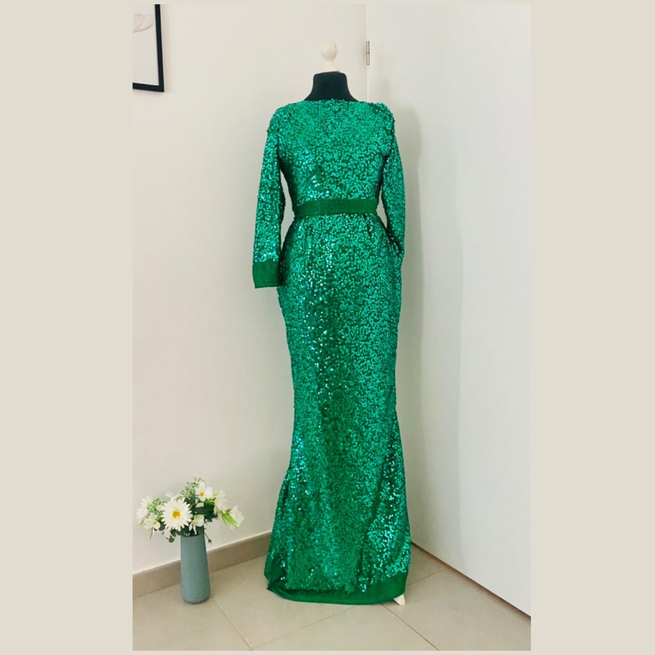 Robe de soiree e sequins - robe demoiselle d’honneur robe de bal - cocktail - sequin vert