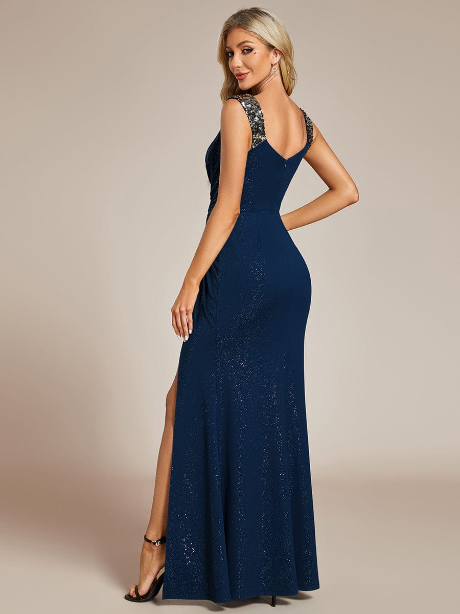 Robe de soirée élégante à paillettes et col en V