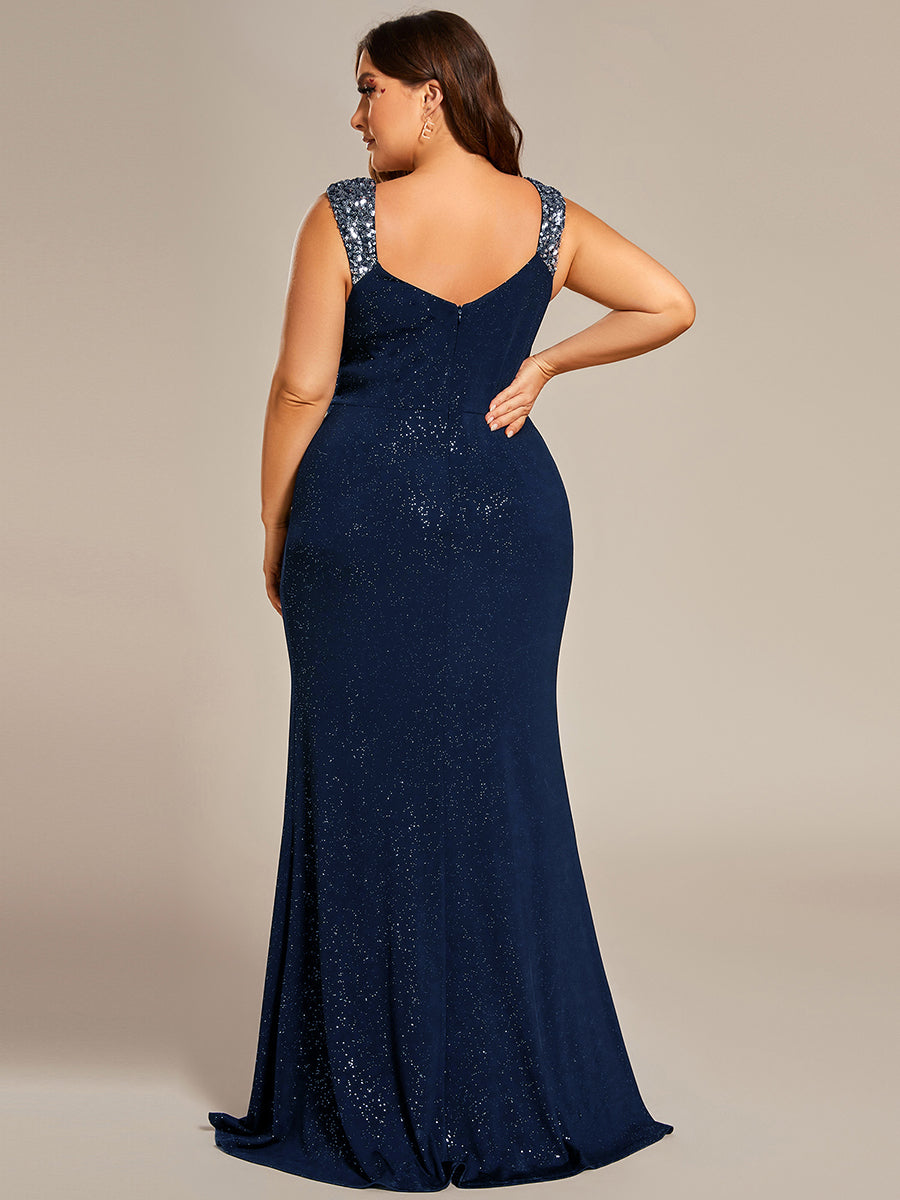 Robe de soirée élégante à paillettes et col en V