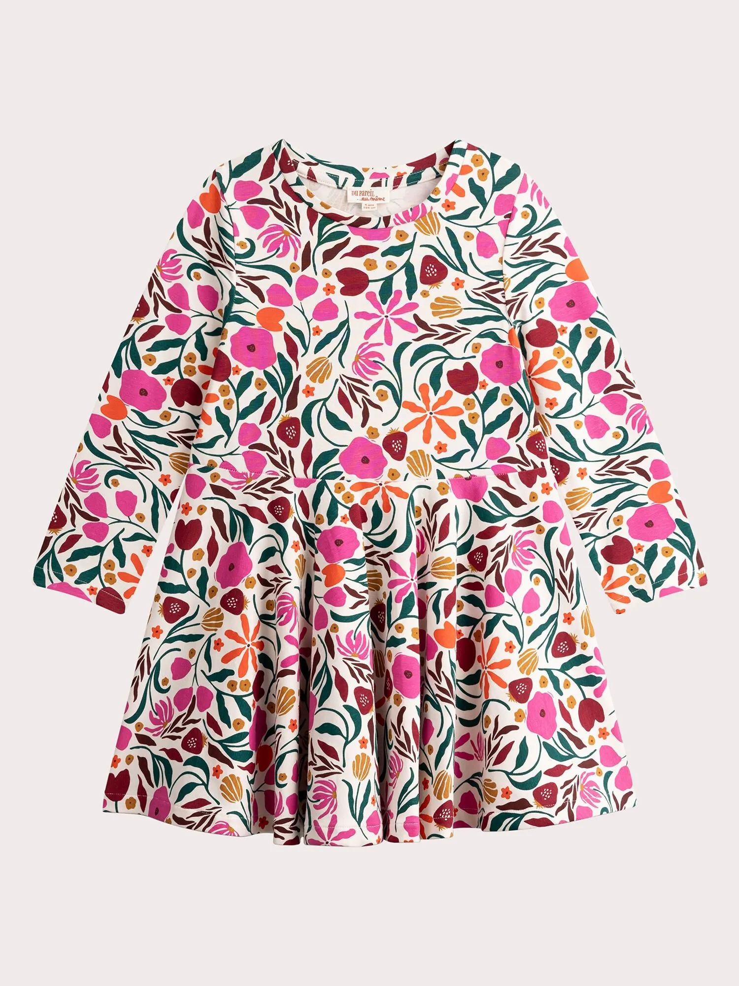 Robe écru imprimé fleuri pour fille