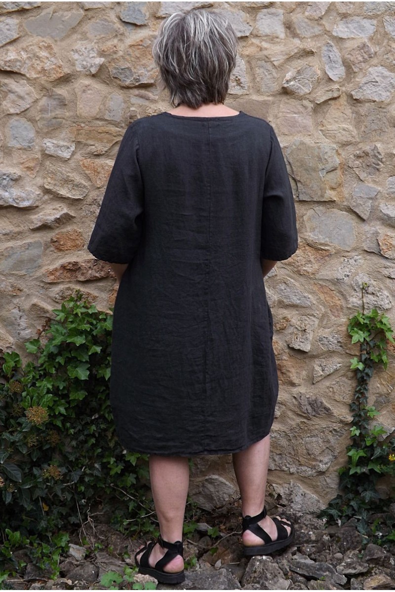 Robe en lin grande taille de couleur anthracite