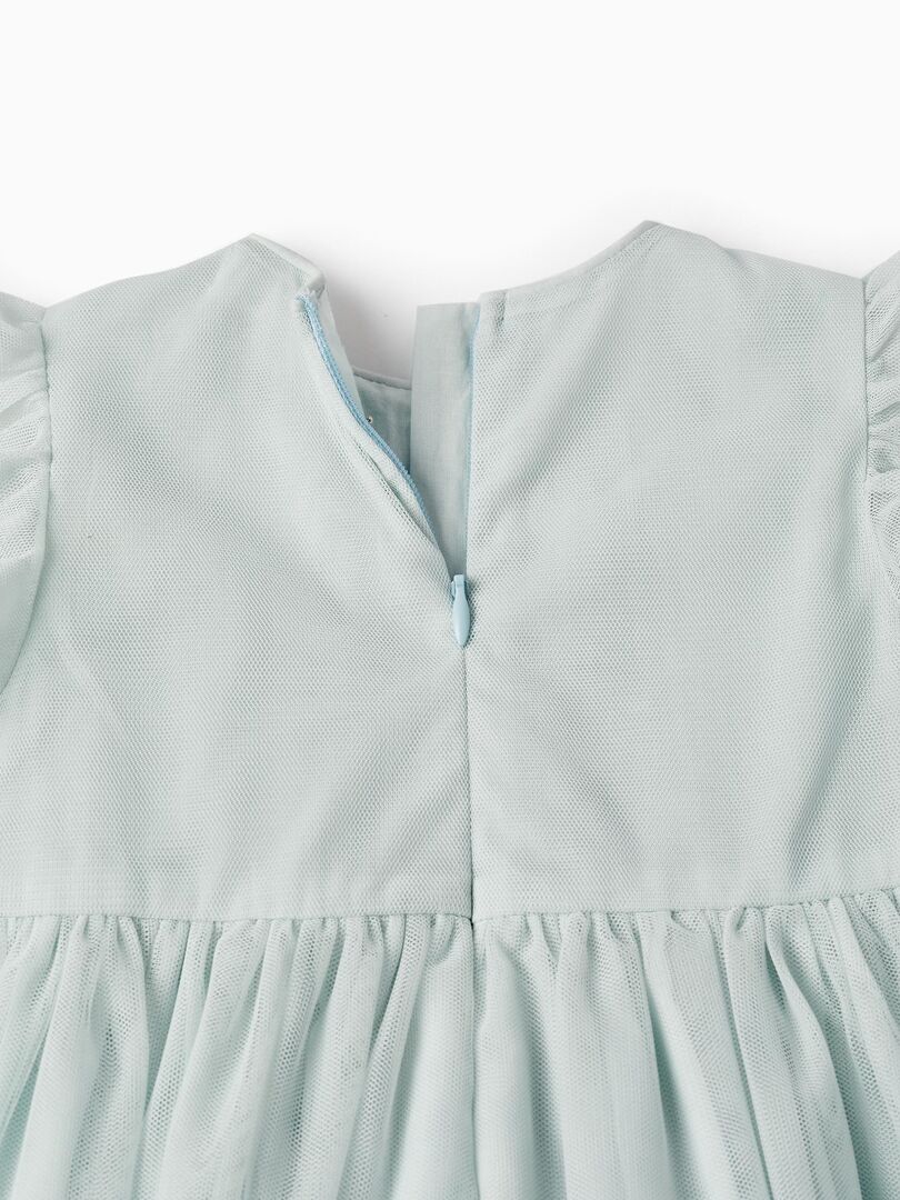 Robe en tulle et sequins pour bébé fille manches courtes CÉRÉMONIE - Vert