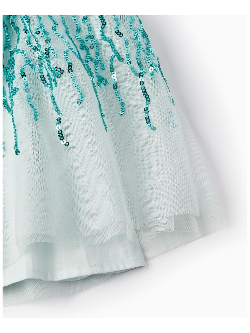 Robe en tulle et sequins pour bébé fille manches courtes CÉRÉMONIE - Vert