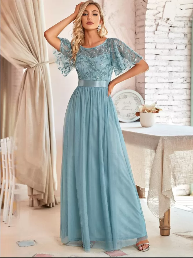 Robe Fleurie de Cérémonie Tulle