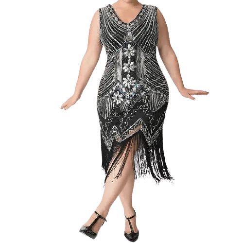 Robe Gatsby Grande Taille Argent