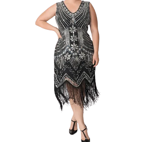 Robe Gatsby Grande Taille Argent