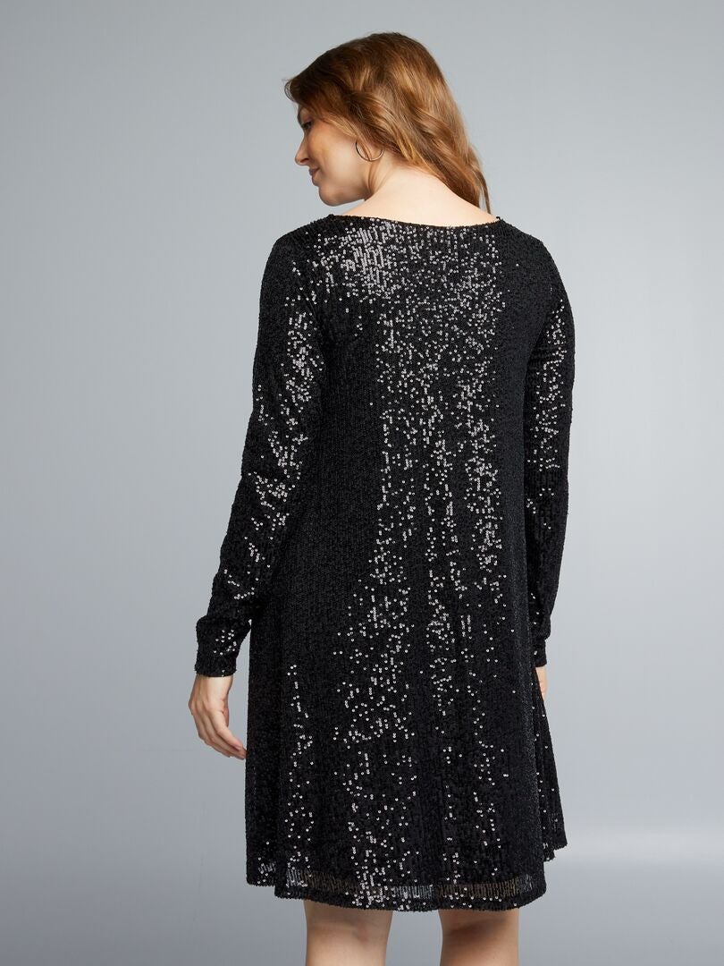 Robe grossesse à sequins - NOIR