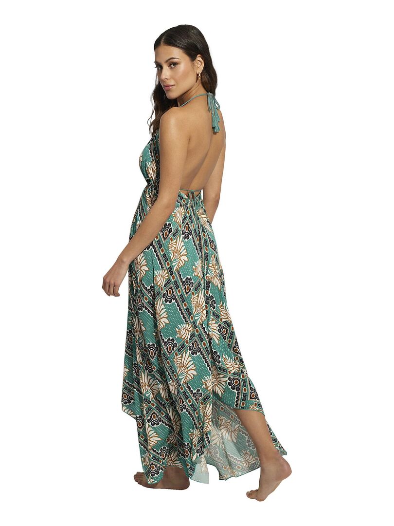 Robe longue estivale dos nu Bari - Vert